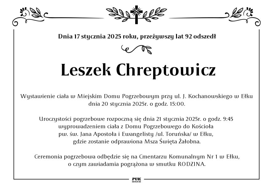 Leszek Chreptowicz - nekrolog